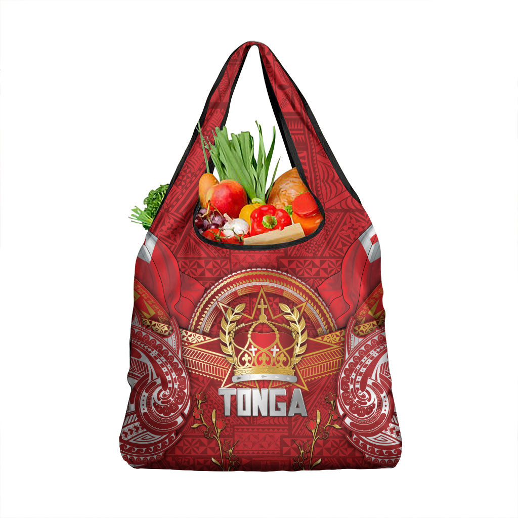 Tonga King's Birthday Grocery Bag Gold Royal Crown Tribal Patterns DT05 1-pack One Size Red - Polynesian Pride