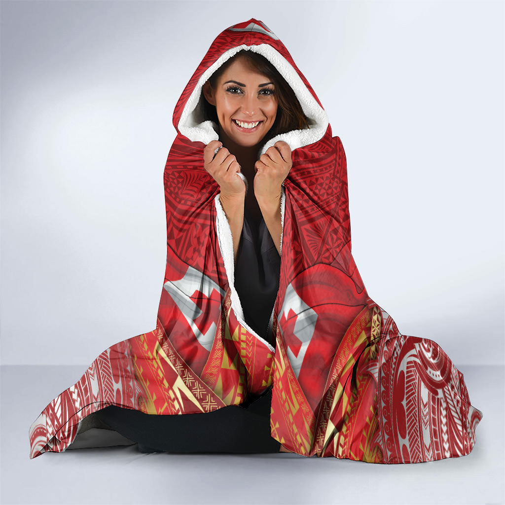 Tonga King's Birthday Hooded Blanket Gold Royal Crown Tribal Patterns