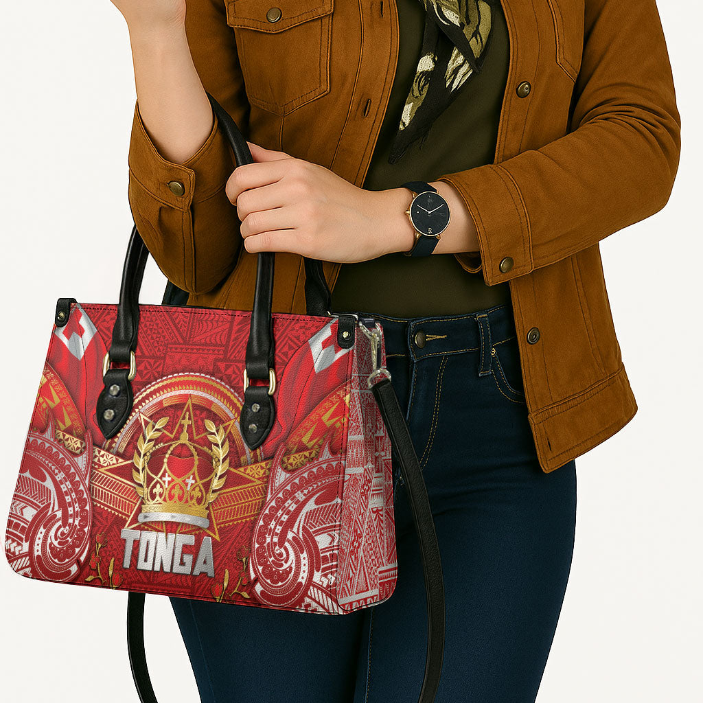 Tonga King's Birthday Leather Bag Gold Royal Crown Tribal Patterns