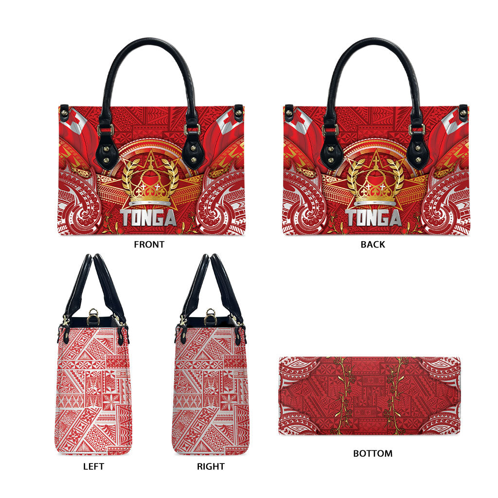 Tonga King's Birthday Leather Bag Gold Royal Crown Tribal Patterns