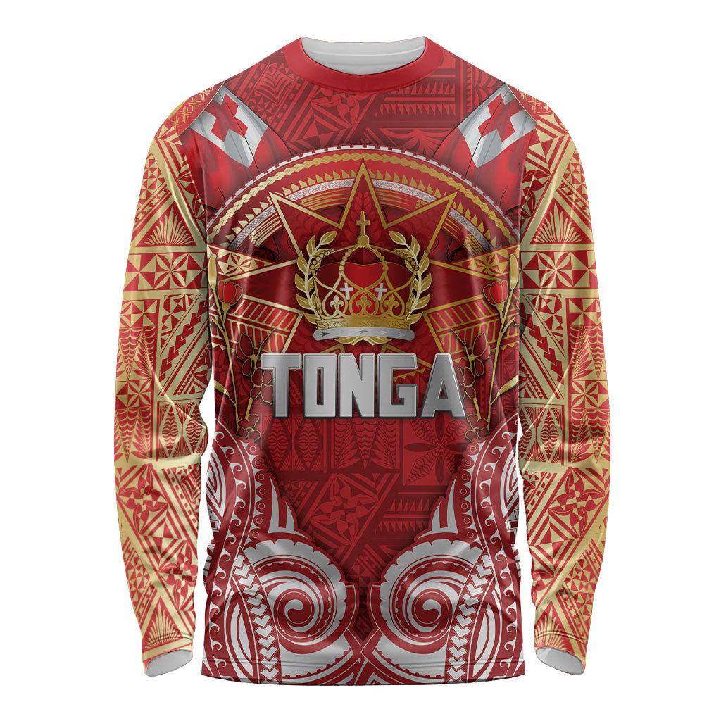 Tonga King's Birthday Long Sleeve Shirt Gold Royal Crown Tribal Patterns