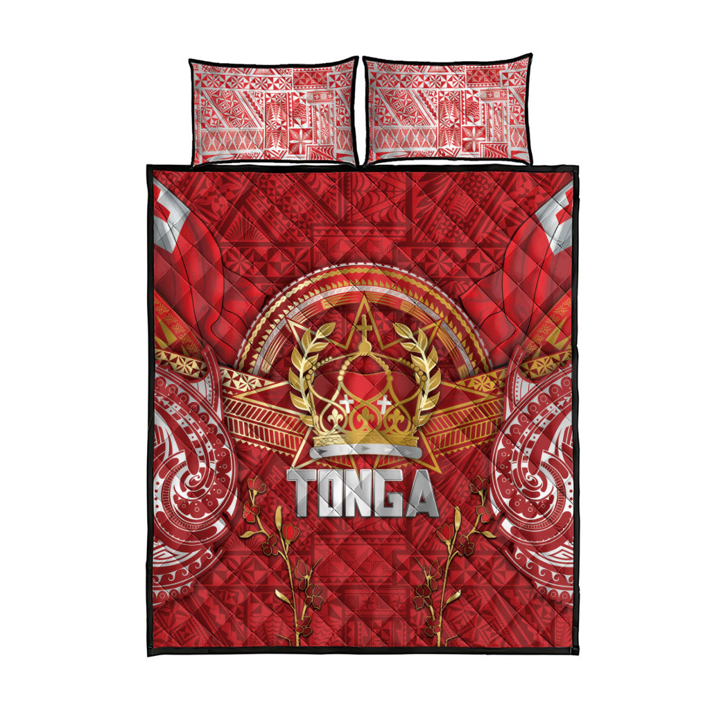 Tonga King's Birthday Quilt Bed Set Gold Royal Crown Tribal Patterns