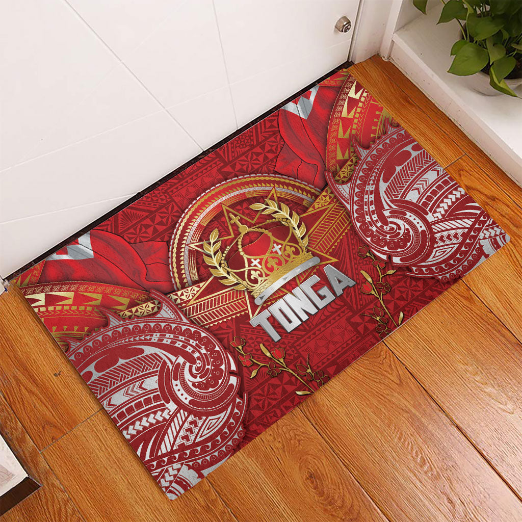 Tonga King's Birthday Rubber Doormat Gold Royal Crown Tribal Patterns