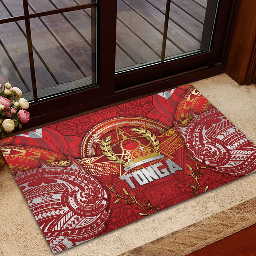 Tonga King's Birthday Rubber Doormat Gold Royal Crown Tribal Patterns