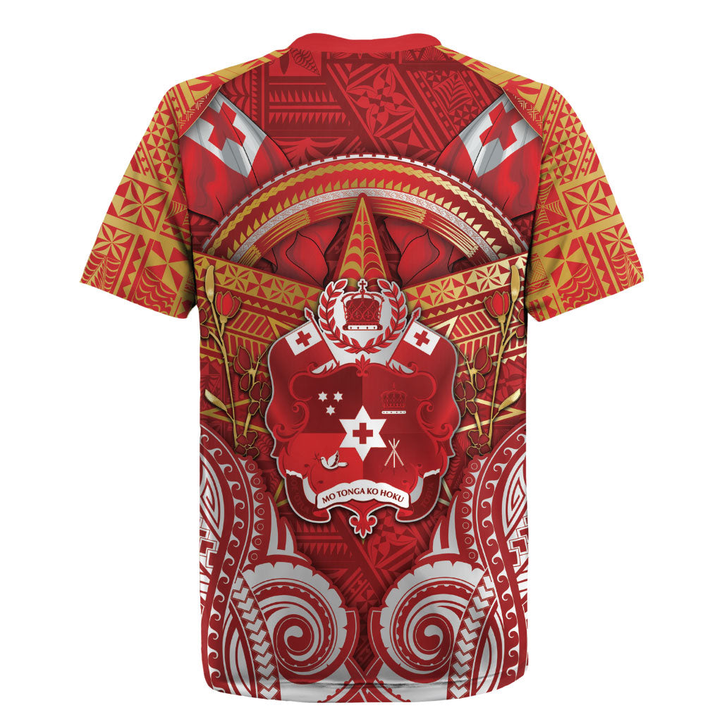 Tonga King's Birthday Rugby Jersey Gold Royal Crown Tribal Patterns