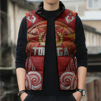 Tonga King's Birthday Sleeveless Puffer Jacket Gold Royal Crown Tribal Patterns