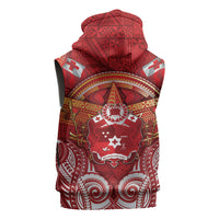 Tonga King's Birthday Sleeveless Zip Hoodie Gold Royal Crown Tribal Patterns