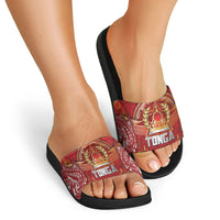 Tonga King's Birthday Slide Sandals Gold Royal Crown Tribal Patterns