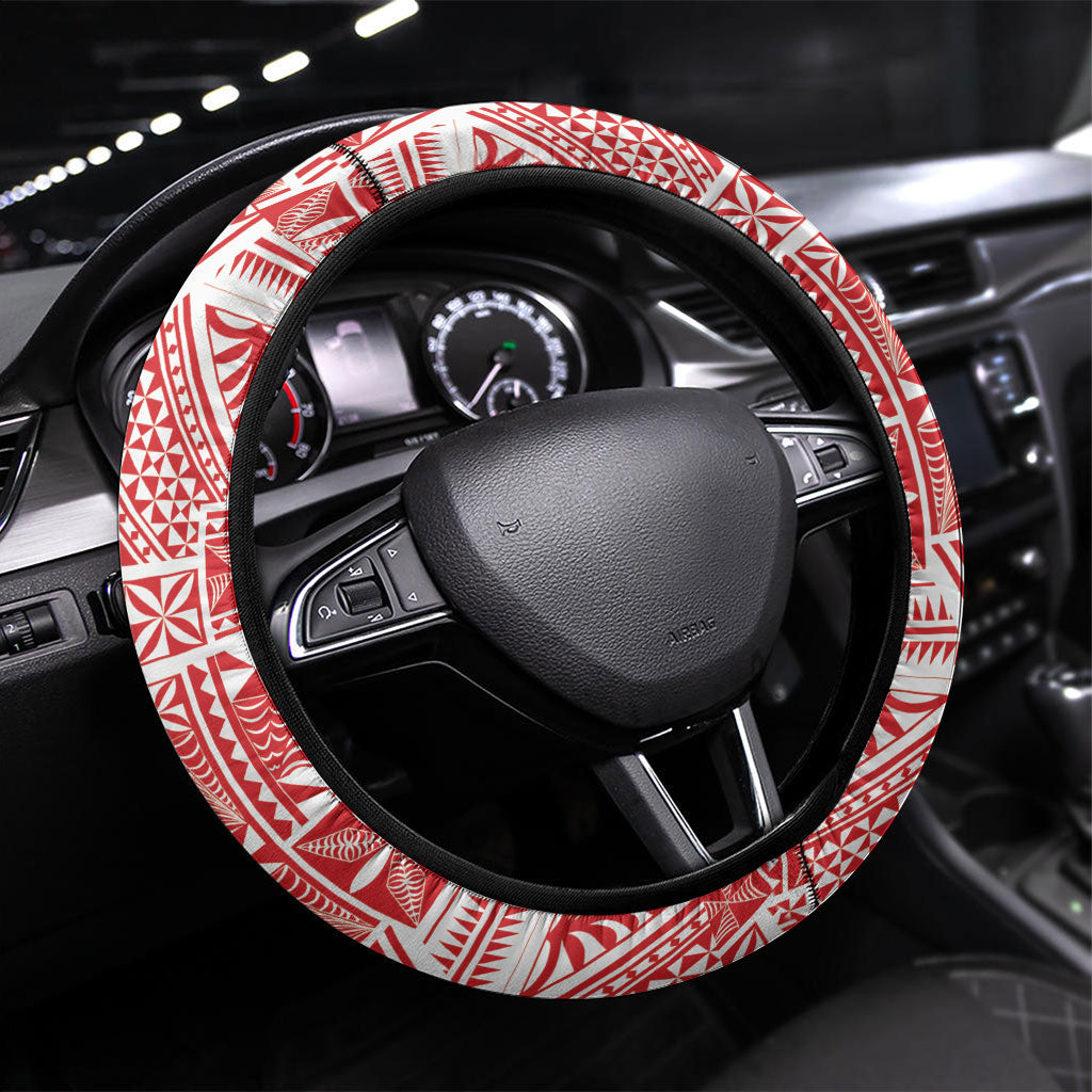 Tonga King's Birthday Steering Wheel Cover Gold Royal Crown Tribal Patterns
