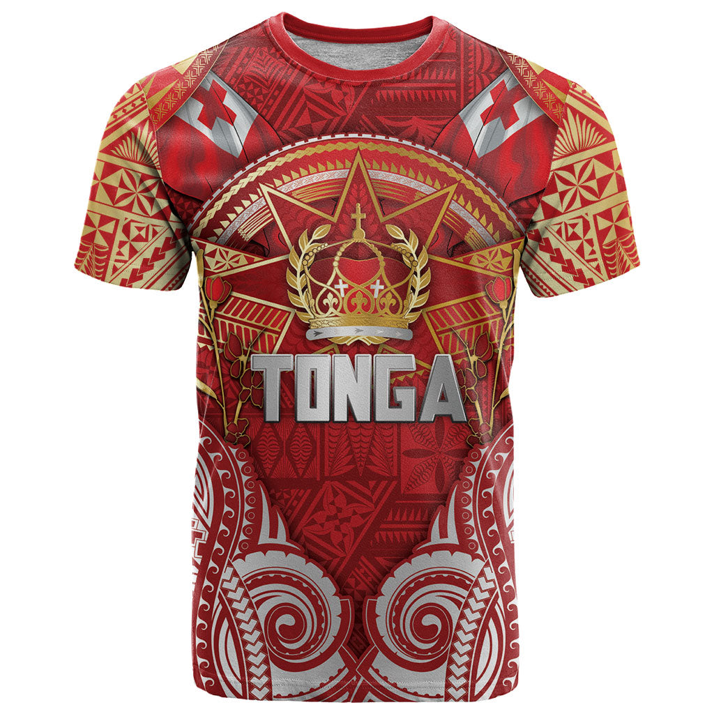 Tonga King's Birthday T Shirt Gold Royal Crown Tribal Patterns