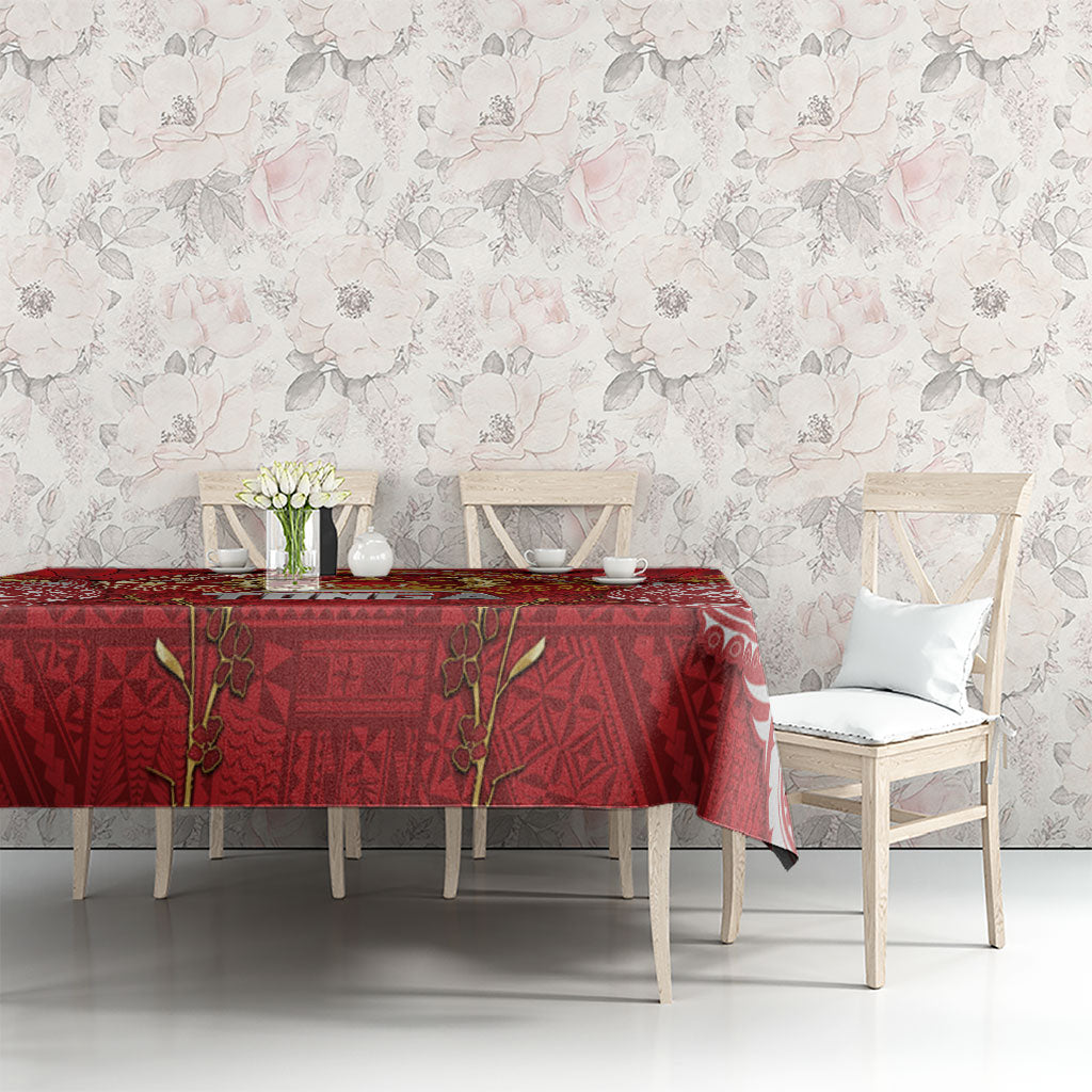Tonga King's Birthday Tablecloth Gold Royal Crown Tribal Patterns