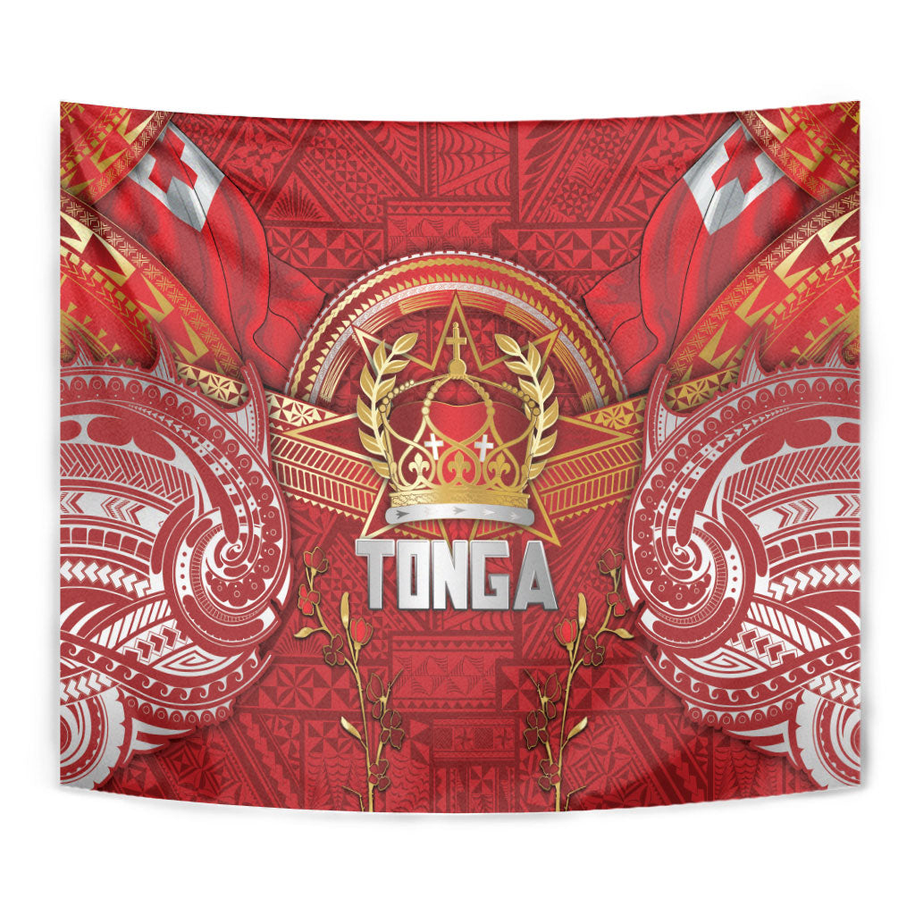 Tonga King's Birthday Tapestry Gold Royal Crown Tribal Patterns