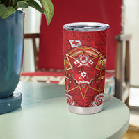 Tonga King's Birthday Tumbler Cup Gold Royal Crown Tribal Patterns