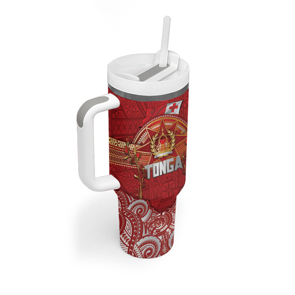 Tonga King's Birthday Tumbler With Handle Gold Royal Crown Tribal Patterns
