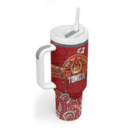 Tonga King's Birthday Tumbler With Handle Gold Royal Crown Tribal Patterns