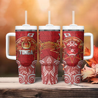 Tonga King's Birthday Tumbler With Handle Gold Royal Crown Tribal Patterns