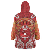 Tonga King's Birthday Wearable Blanket Hoodie Gold Royal Crown Tribal Patterns