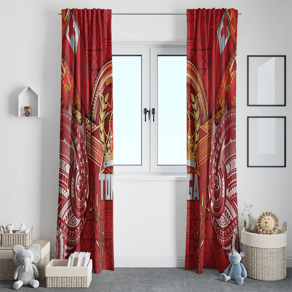 Tonga King's Birthday Window Curtain Gold Royal Crown Tribal Patterns