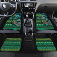 Personalised Solomon Islands Independence Day Car Mats Crocodile Hibiscus Tribal Pattern
