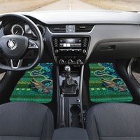 Personalised Solomon Islands Independence Day Car Mats Crocodile Hibiscus Tribal Pattern