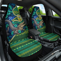 Solomon Islands Independence Day Car Seat Cover Crocodile Hibiscus Tribal Pattern