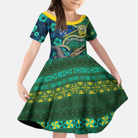 Personalised Solomon Islands Independence Day Family Matching Off Shoulder Short Dress and Hawaiian Shirt Crocodile Hibiscus Tribal Pattern