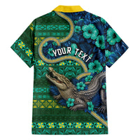 Personalised Solomon Islands Independence Day Family Matching Summer Maxi Dress and Hawaiian Shirt Crocodile Hibiscus Tribal Pattern