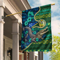 Solomon Islands Independence Day Garden Flag Crocodile Hibiscus Tribal Pattern