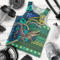 Personalised Solomon Islands Independence Day Men Tank Top Crocodile Hibiscus Tribal Pattern