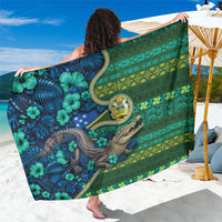 Solomon Islands Independence Day Sarong Crocodile Hibiscus Tribal Pattern