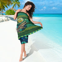 Solomon Islands Independence Day Sarong Crocodile Hibiscus Tribal Pattern