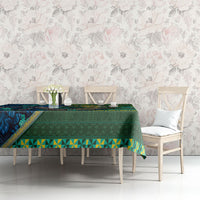 Solomon Islands Independence Day Tablecloth Crocodile Hibiscus Tribal Pattern