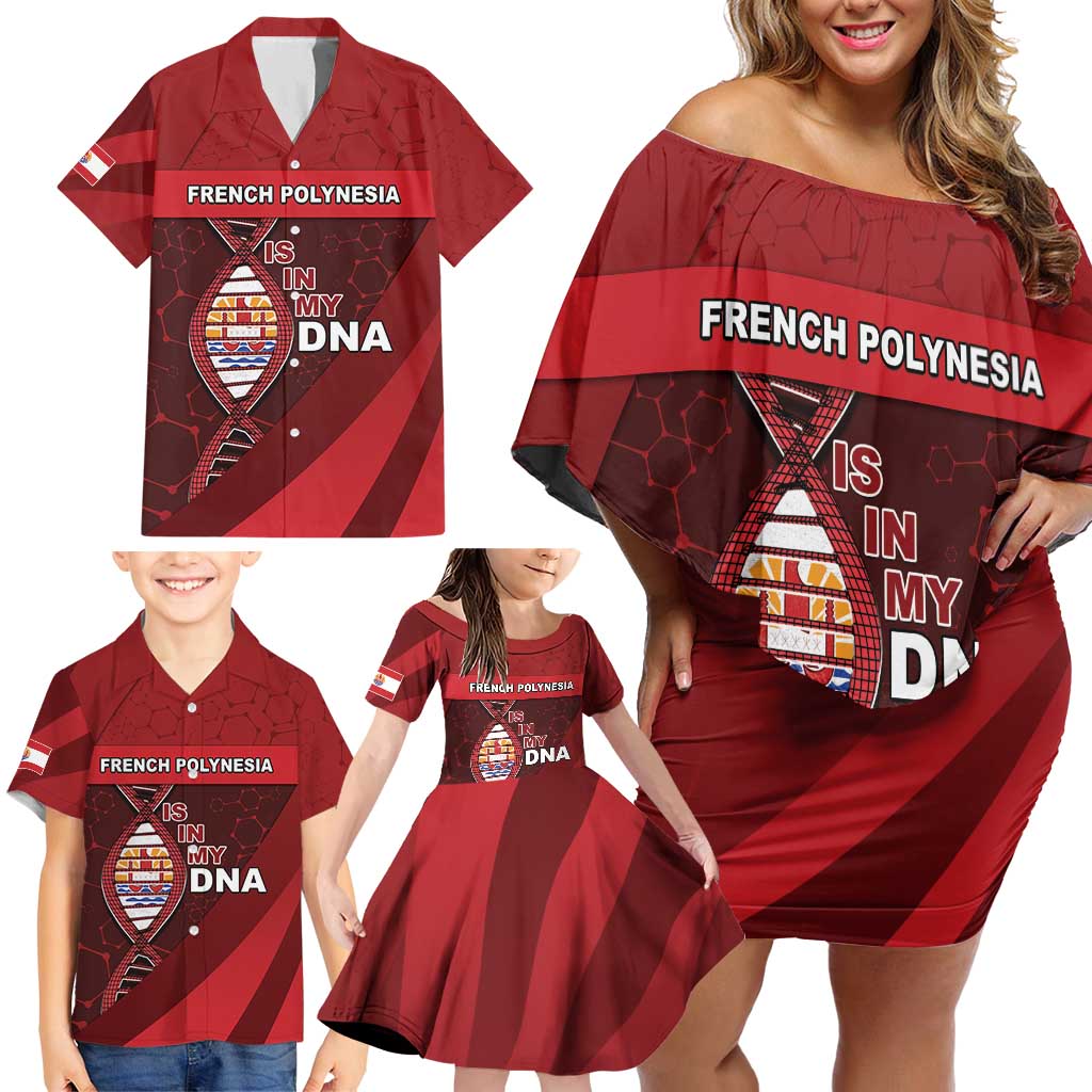 French Polynesia Is In My DNA Family Matching Off Shoulder Short Dress and Hawaiian Shirt - Polynesian Pride