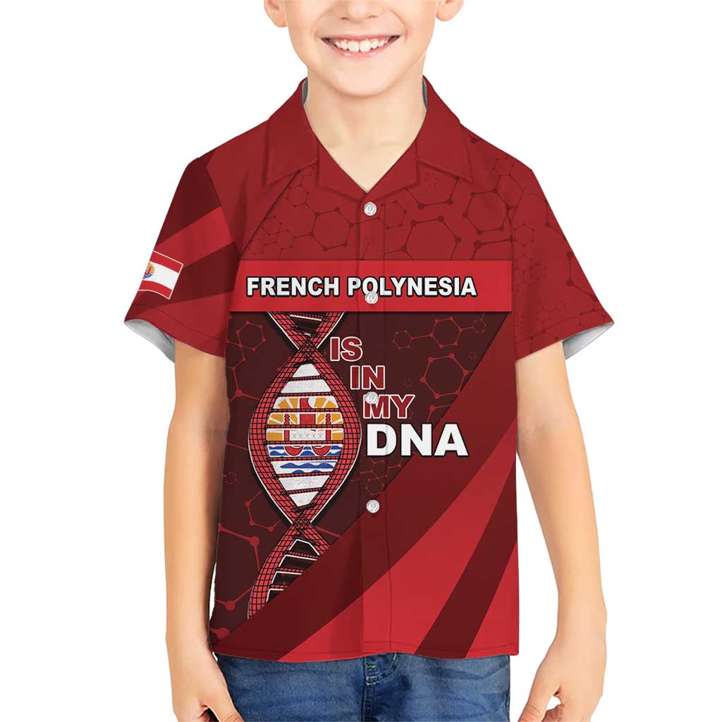 French Polynesia Is In My DNA Family Matching Short Sleeve Bodycon Dress and Hawaiian Shirt DT05 Son's Shirt Red - Polynesian Pride