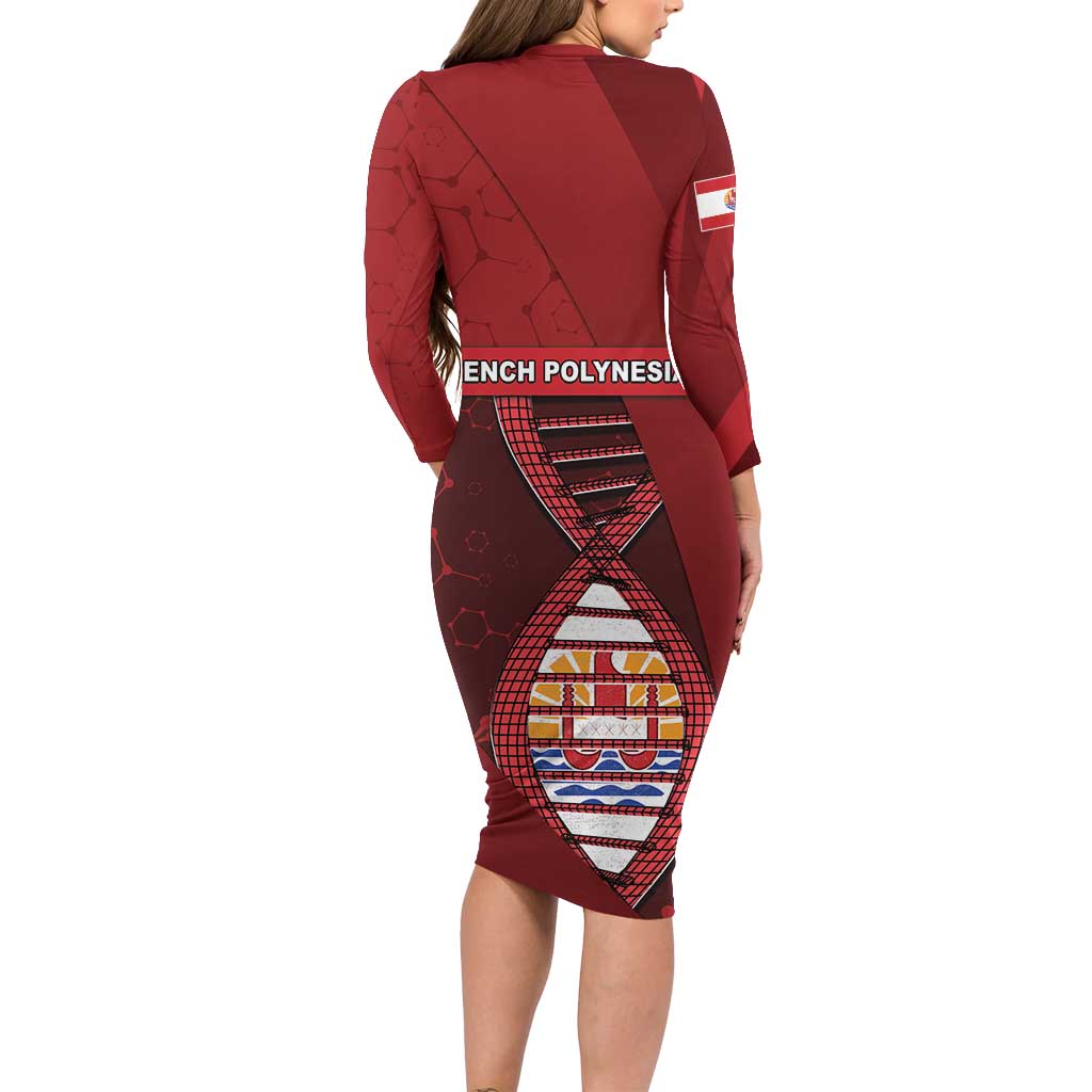 French Polynesia Is In My DNA Long Sleeve Bodycon Dress - Polynesian Pride