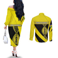 New Caledonia Is In My DNA Couples Matching Off The Shoulder Long Sleeve Dress and Long Sleeve Button Shirt - Polynesian Pride