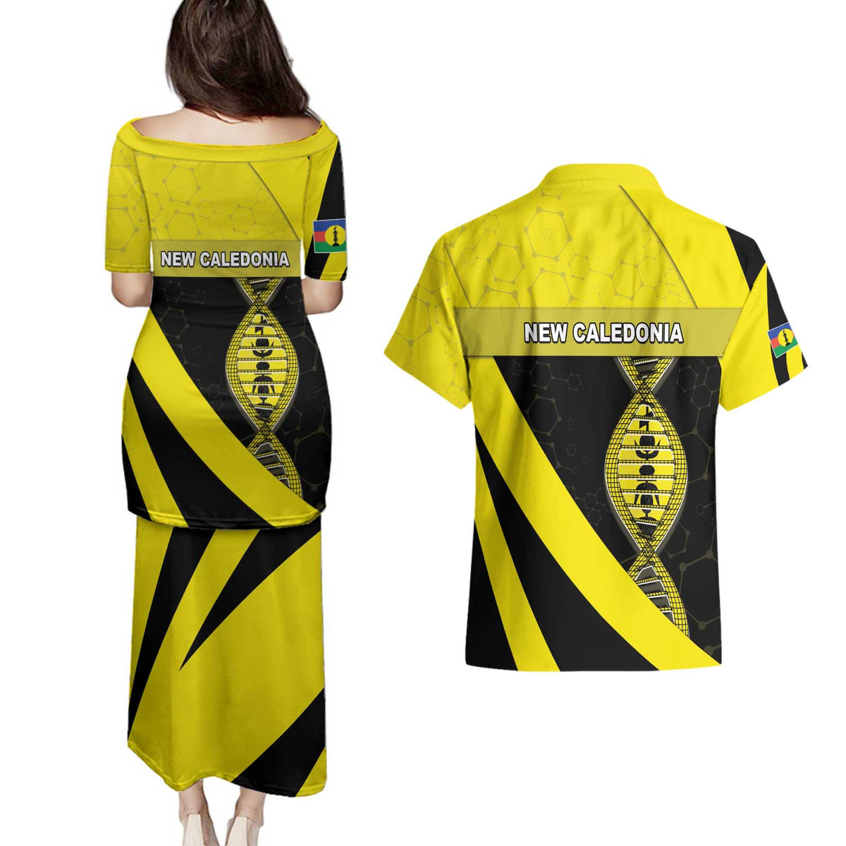 New Caledonia Is In My DNA Couples Matching Puletasi and Hawaiian Shirt DT05 - Polynesian Pride