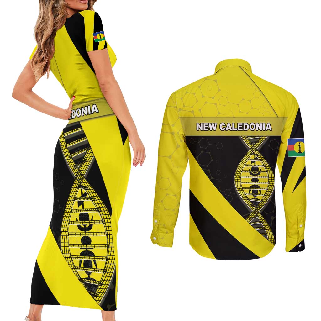 New Caledonia Is In My DNA Couples Matching Short Sleeve Bodycon Dress and Long Sleeve Button Shirt - Polynesian Pride