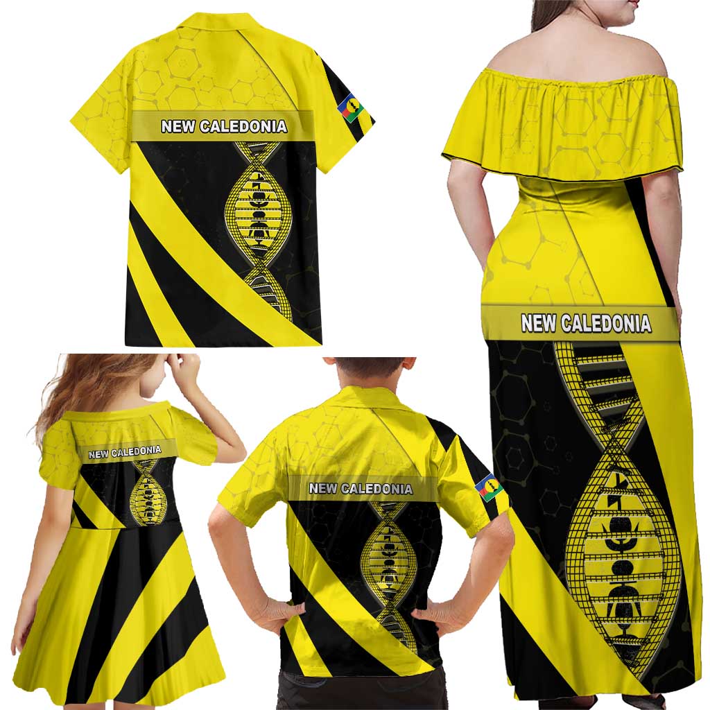 New Caledonia Is In My DNA Family Matching Off Shoulder Maxi Dress and Hawaiian Shirt - Polynesian Pride