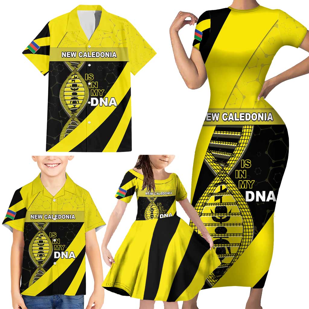 New Caledonia Is In My DNA Family Matching Short Sleeve Bodycon Dress and Hawaiian Shirt - Polynesian Pride