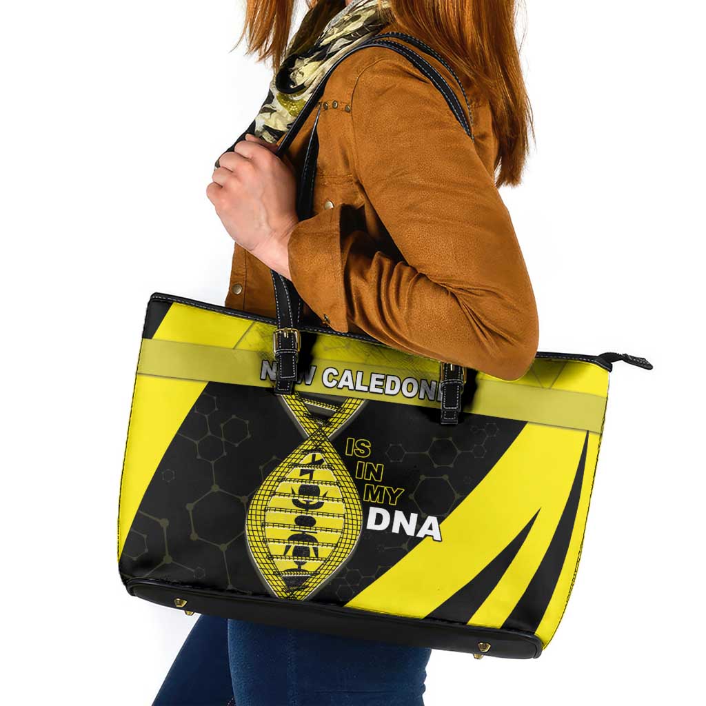 New Caledonia Is In My DNA Leather Tote Bag DT05 Yellow - Polynesian Pride