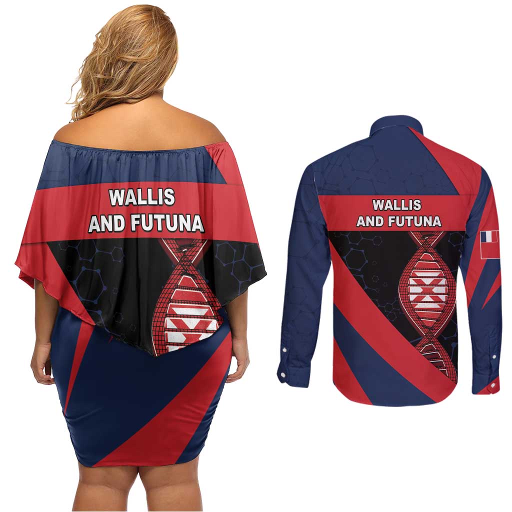 Wallis And Futuna Is In My DNA Couples Matching Off Shoulder Short Dress and Long Sleeve Button Shirt - Polynesian Pride