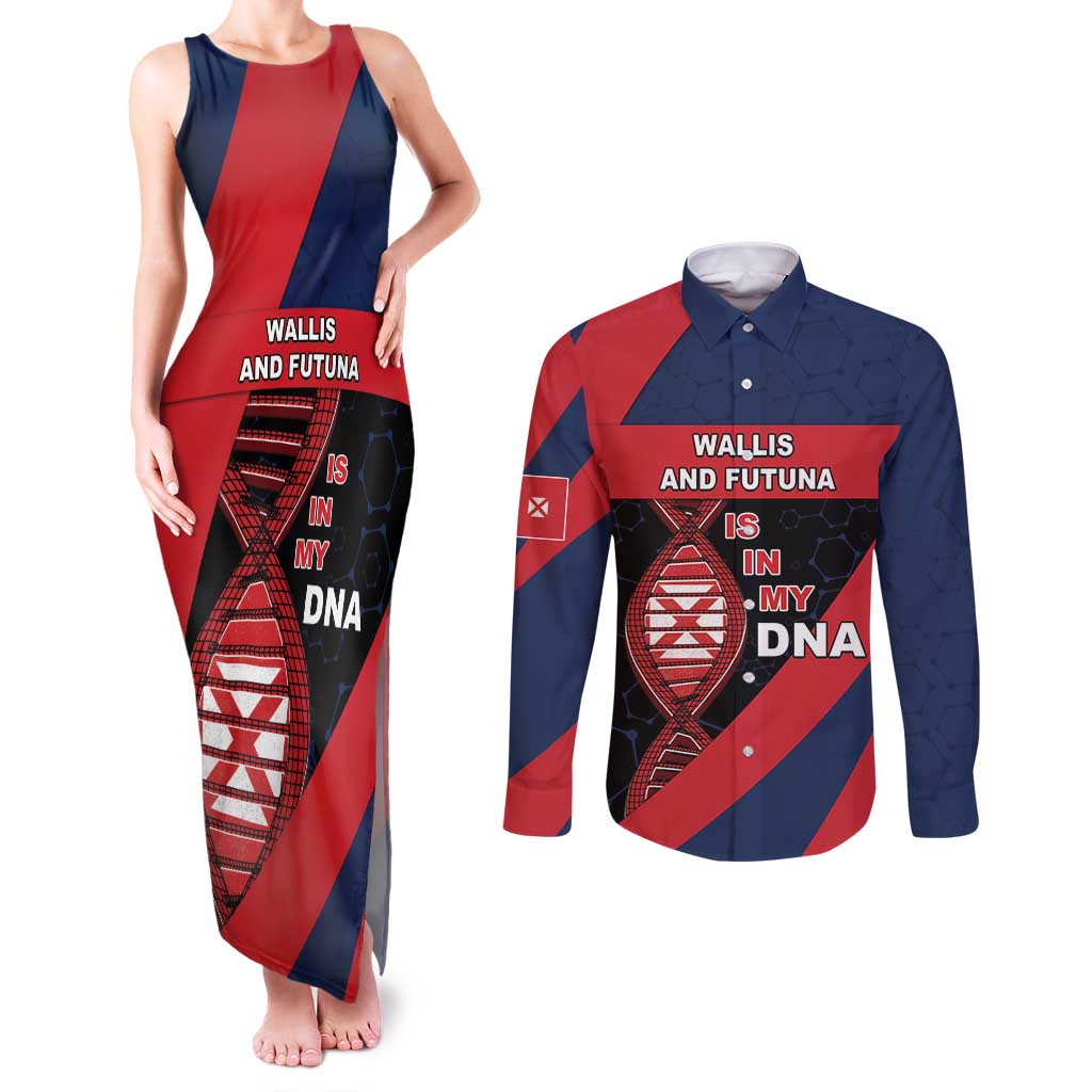 Wallis And Futuna Is In My DNA Couples Matching Tank Maxi Dress and Long Sleeve Button Shirt DT05 Multicolor - Polynesian Pride