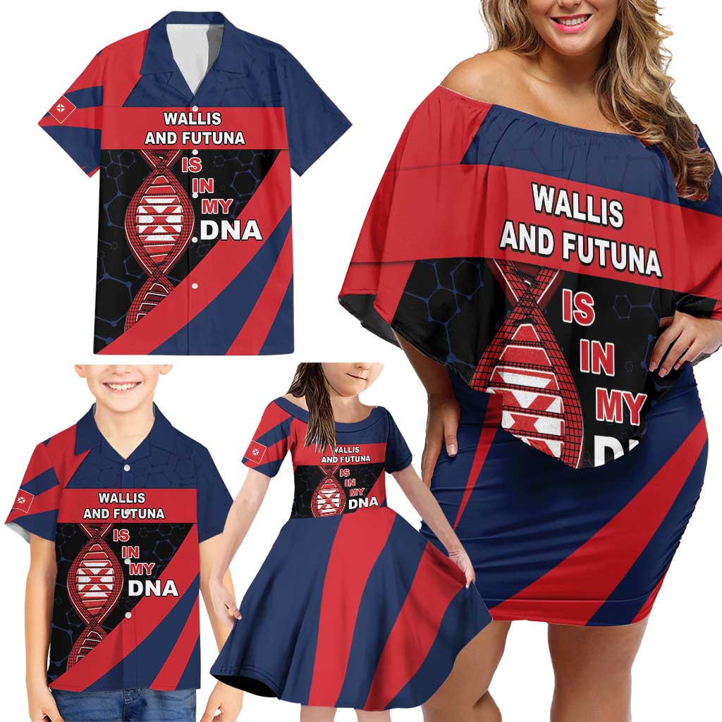 Wallis And Futuna Is In My DNA Family Matching Off Shoulder Short Dress and Hawaiian Shirt - Polynesian Pride
