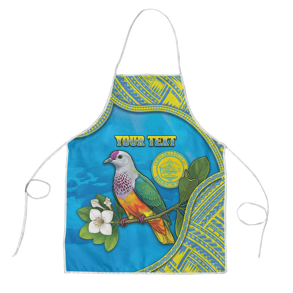Personalised Palau Biib Bird Apron Rur Flower And Rock Islands Patterns DT05 Blue - Polynesian Pride