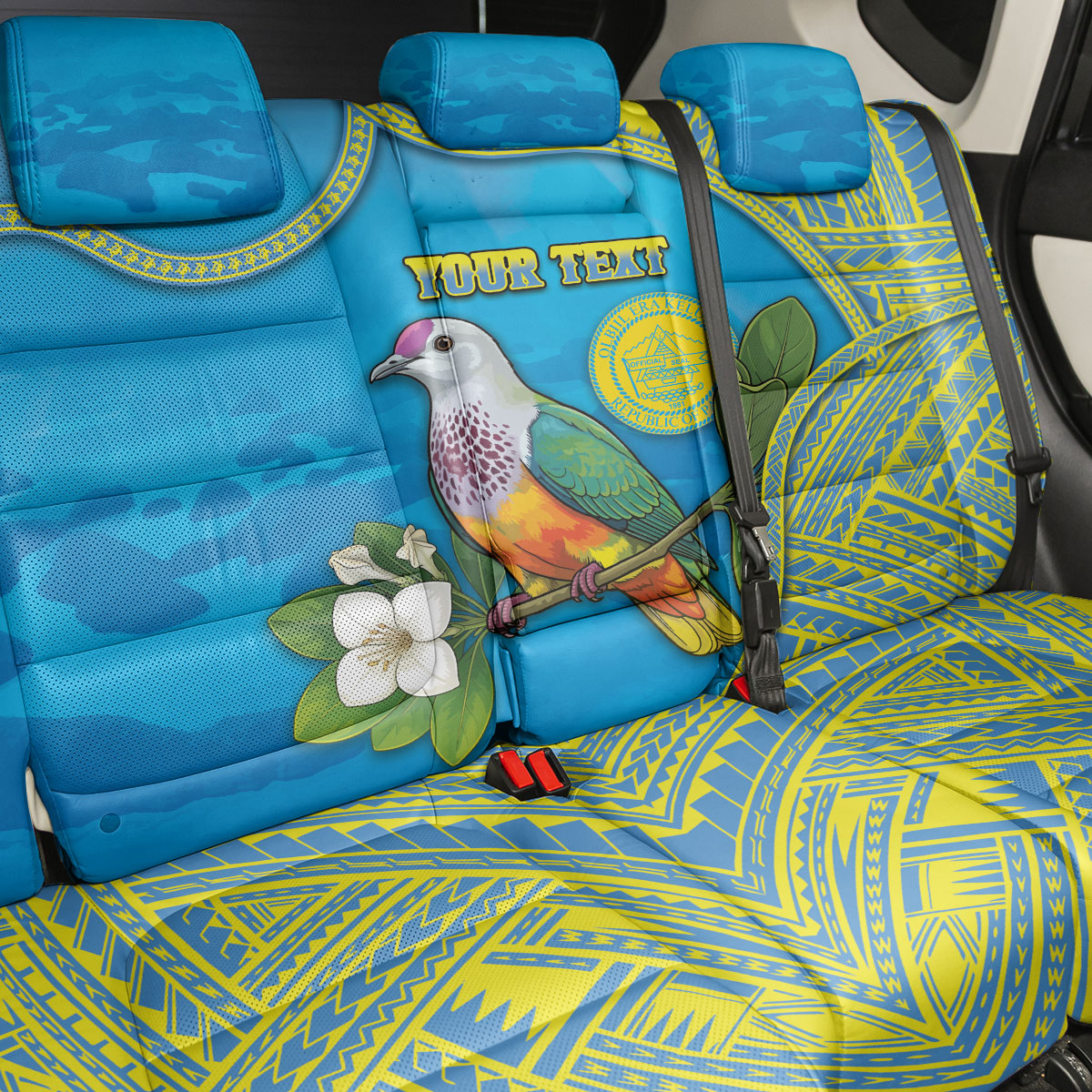 Personalised Palau Biib Bird Back Car Seat Cover Rur Flower And Rock Islands Patterns