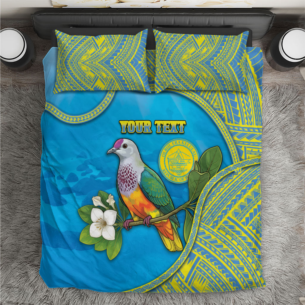 Personalised Palau Biib Bird Bedding Set Rur Flower And Rock Islands Patterns DT05 Blue - Polynesian Pride