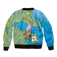 Personalised Palau Biib Bird Bomber Jacket Rur Flower And Rock Islands Patterns