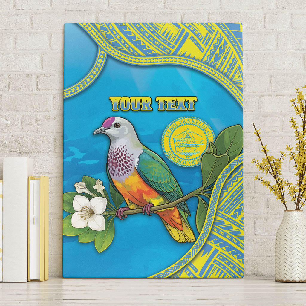 Personalised Palau Biib Bird Canvas Wall Art Rur Flower And Rock Islands Patterns DT05 Without Frame Blue - Polynesian Pride