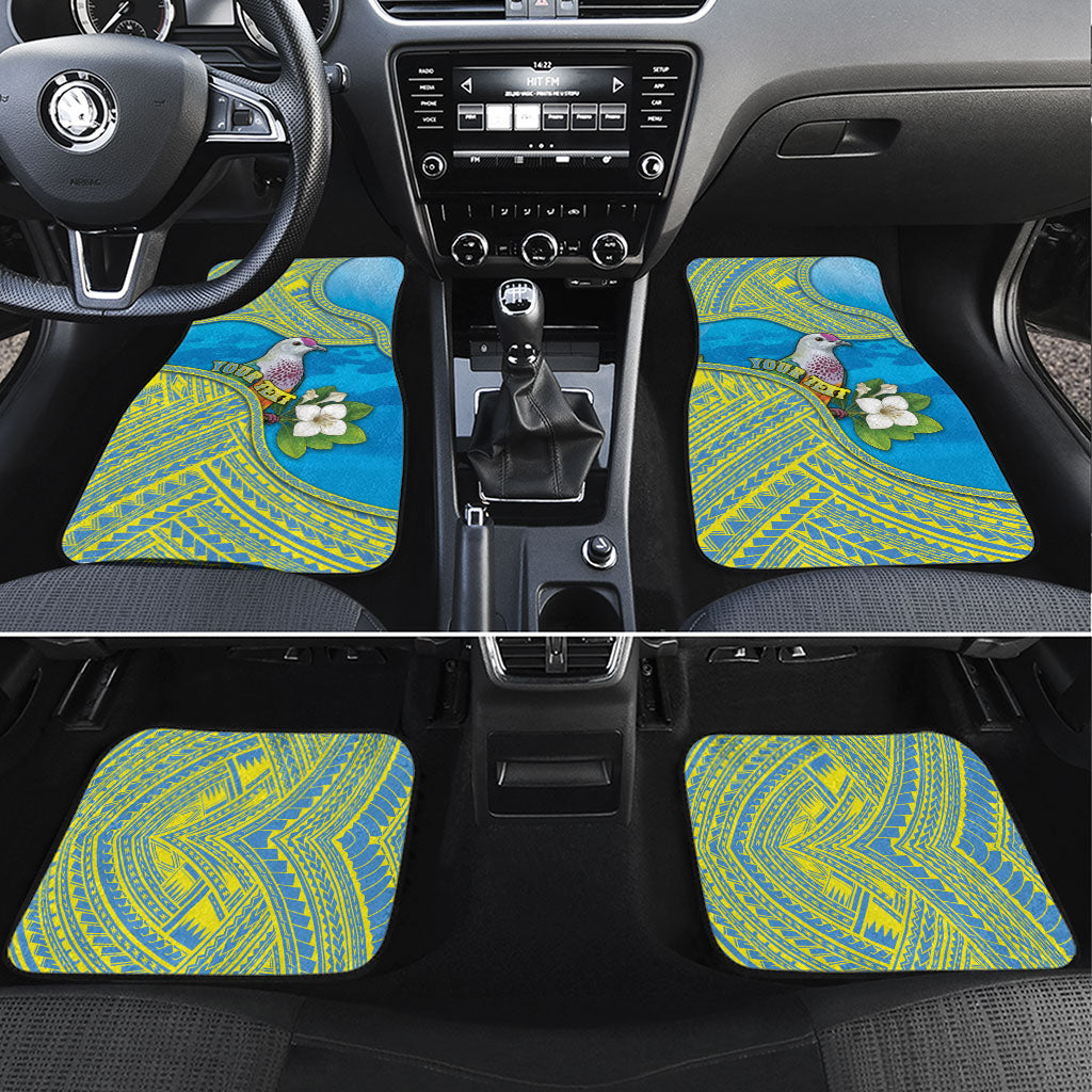 Personalised Palau Biib Bird Car Mats Rur Flower And Rock Islands Patterns DT05 Set 4pcs Blue - Polynesian Pride